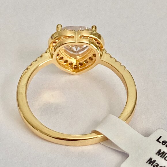 Heart Cut Cubic Zirconia Halo Cocktail Ring Yellow Gold Plated Size 7 8 9 - Picture 9 of 13